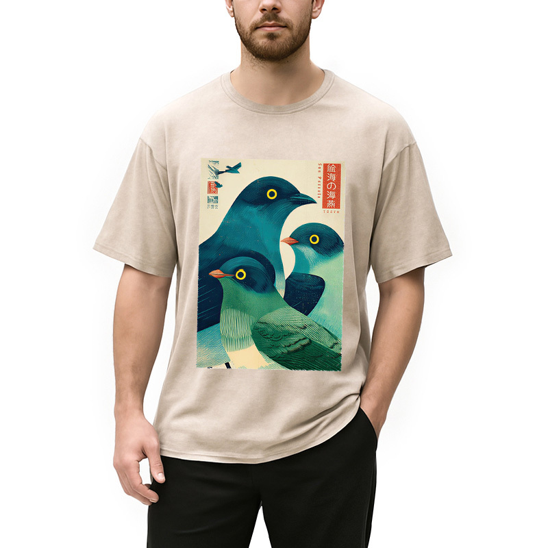Tokyocanvas Petrels Of The Painted Sea Washed T-Shirt