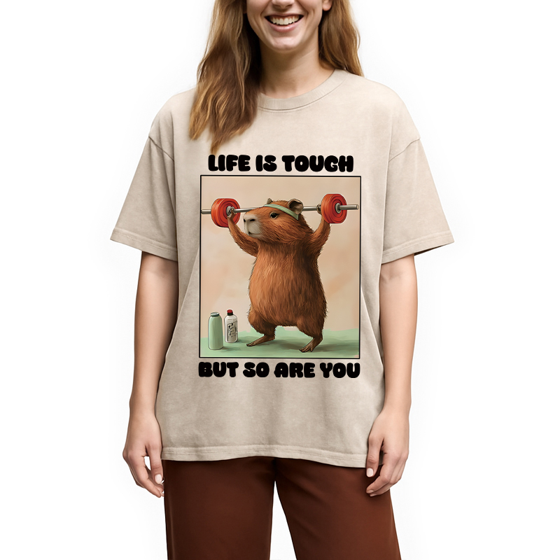 Tokyocanvas Capybara Lifting Washed T-Shirt
