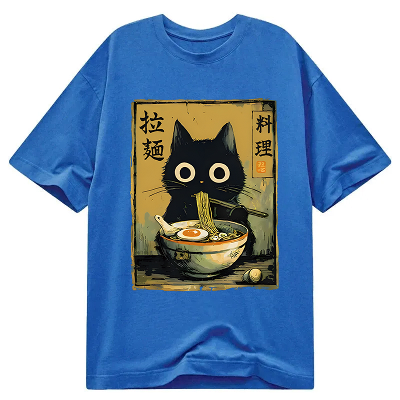Tokyocanvas Cute Black Cat Eating Ramen Classic T-Shirt