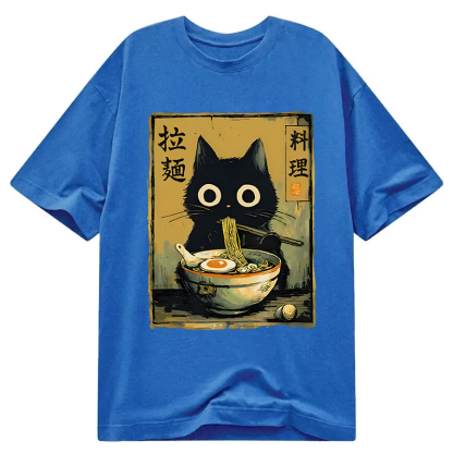 Tokyocanvas Cute Black Cat Eating Ramen Classic T-Shirt