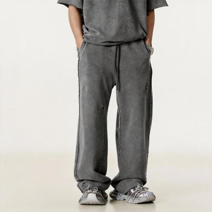 Tokyocanvas Vintage Distressed Rolled-up Ripped Sweatpants