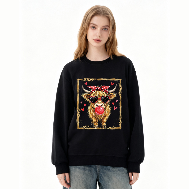 Tokyocanvas Highland Cow Valentine Classic Sweatshirt