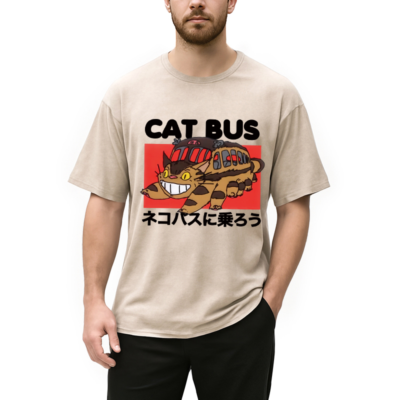 Tokyocanvas Cat Bus Washed T-Shirt