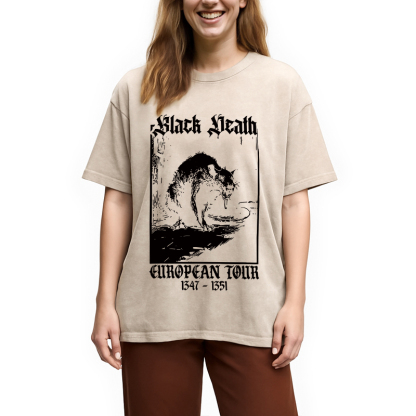 Tokyocanvas Black Death Rat Washed T-Shirt