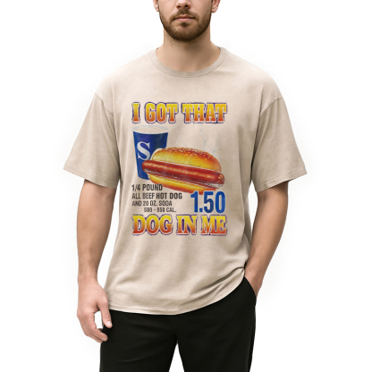 Tokyocanvas Funny Hot Dog Washed T-Shirt