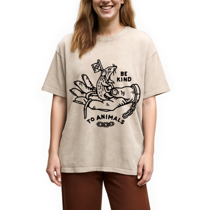 Tokyocanvas Be Kind To Animals Washed T-Shirt