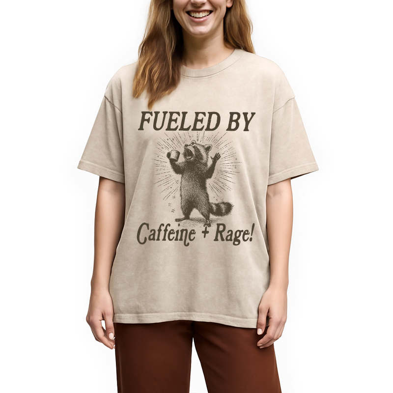 Tokyocanvas Fueled By Caffeine Rage Washed T-Shirt