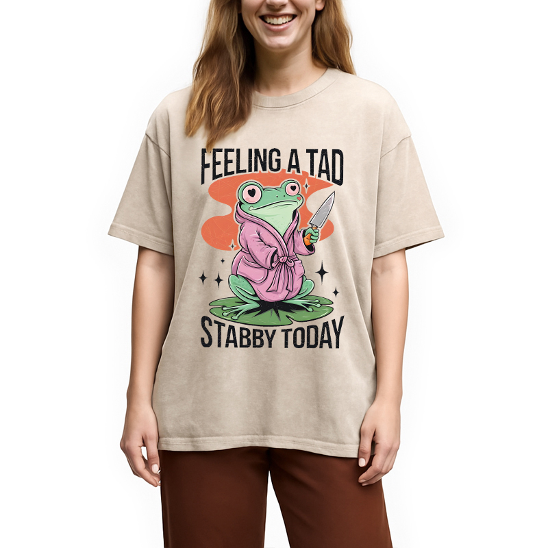 Tokyocanvas Stabby Frog Funny Meme Washed T-Shirt
