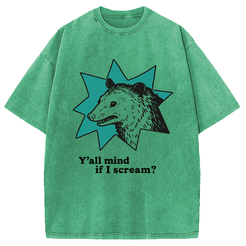 Tokyocanvas Y'all Mind If I Scream Possum Washed T-Shirt