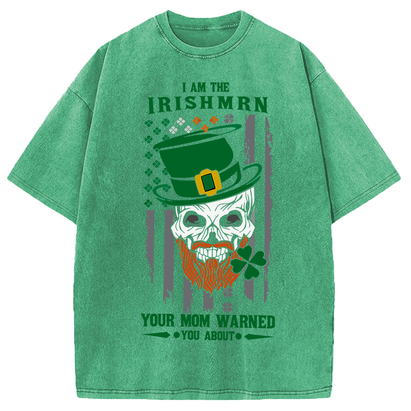 Tokyocanvas Clover Skull St. Patrick's Day Washed T-Shirt