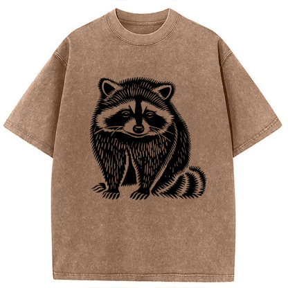 Tokyocanvas Vintage Minimalist Raccoon Washed T-Shirt