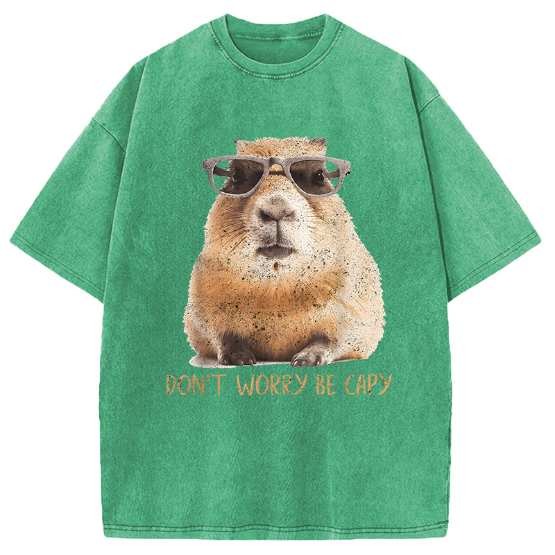 Tokyocanvas Don't Worry Be Capy Capybara Washed T-Shirt