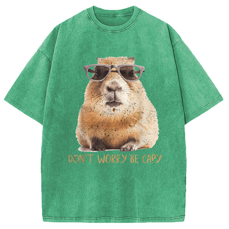 Tokyocanvas Don't Worry Be Capy Capybara Washed T-Shirt