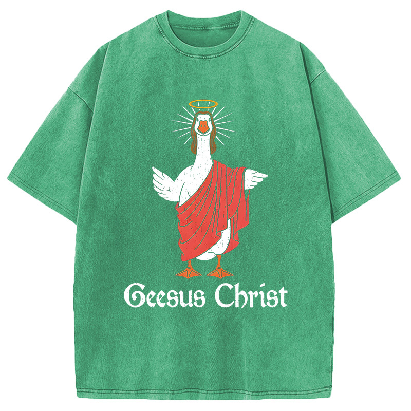 Tokyocanvas Geesus Christ Funny Washed T-Shirt