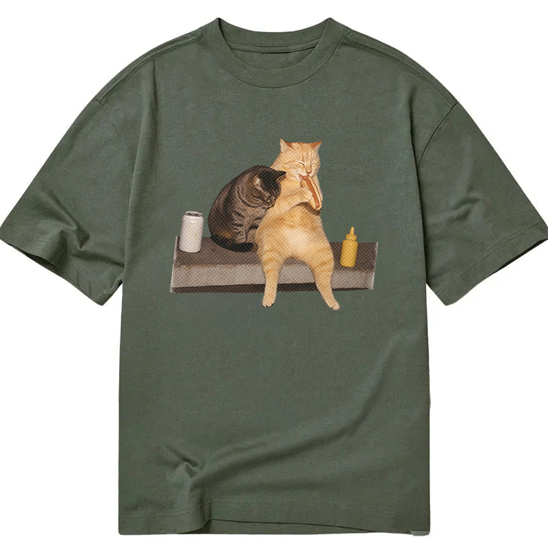 Tokyocanvas Cat Eating Hot Dog Classic T-Shirt