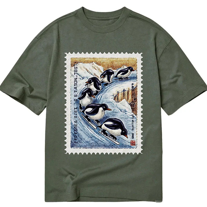 Tokyocanvas Gliding Penguin Stamp Classic T-Shirt