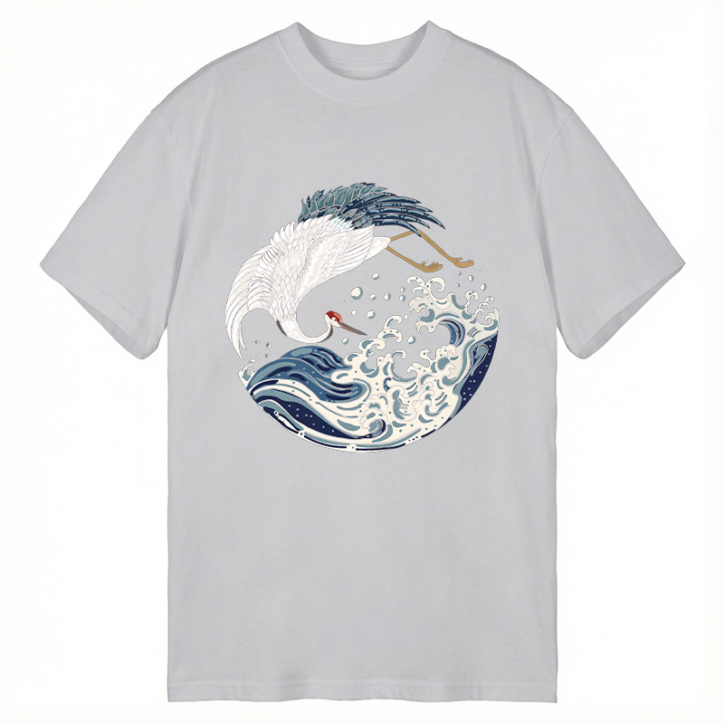 Tokyocanvas Crane Bird Wave Classic T-Shirt