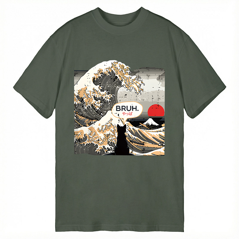 Tokyocanvas Bruh Cat Great Wave Classic T-Shirt