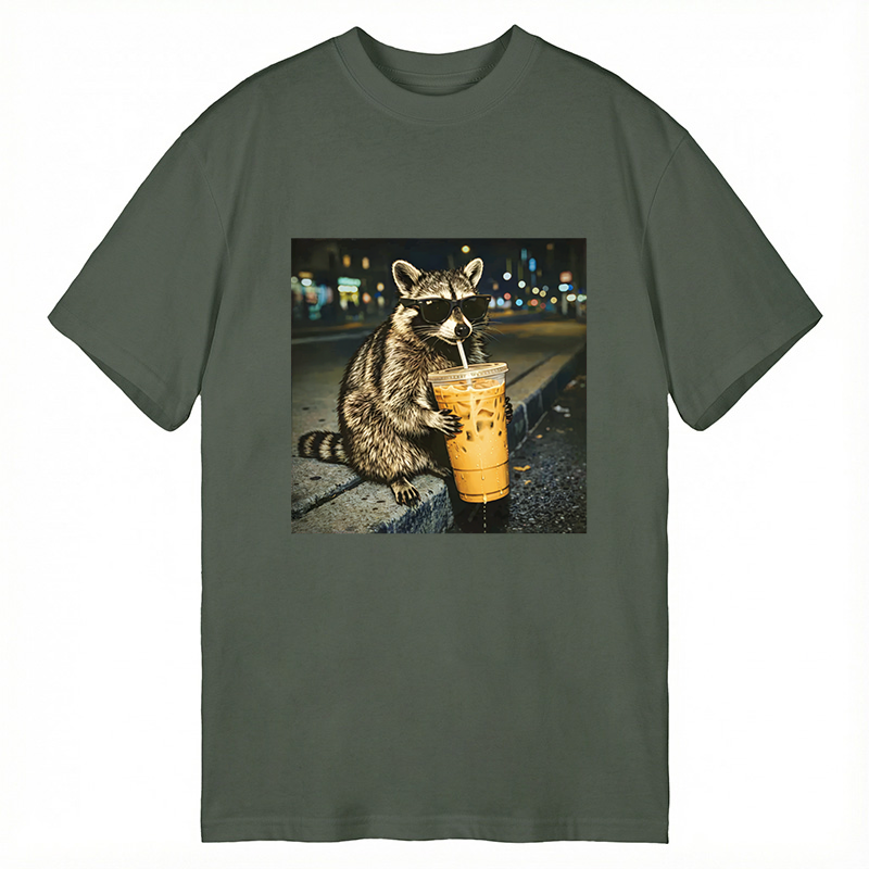 Tokyocanvas Racoon with a Ice Coffee Classic T-Shirt