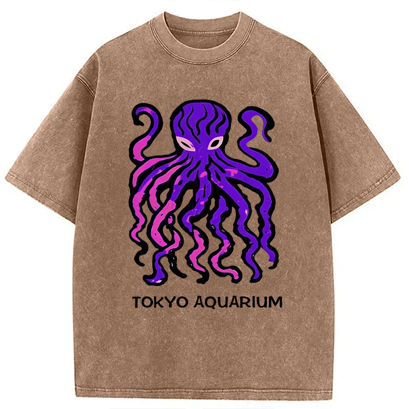 Tokyocanvas Tokyo Aquarium Octopus Washed T-Shirt
