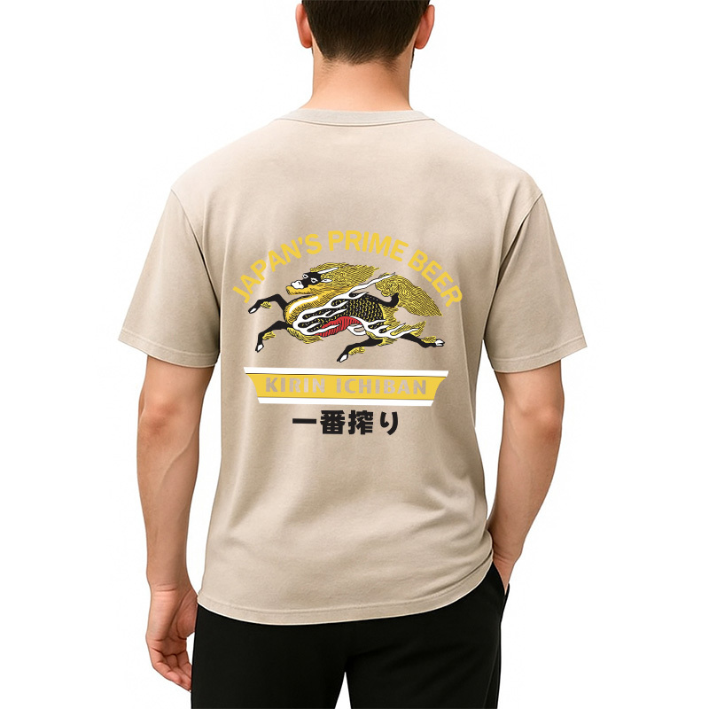Tokyocanvas Kirin Ichiban Beer Logo Japanese Back Washed T-Shirt