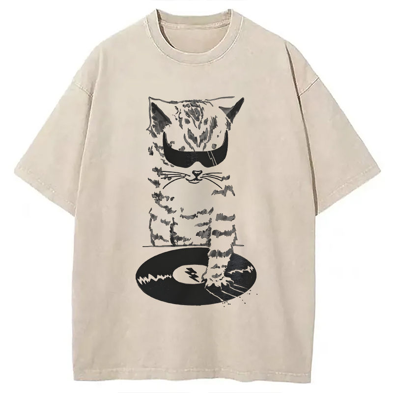 Tokyocanvas DJ Cat Washed T-Shirt