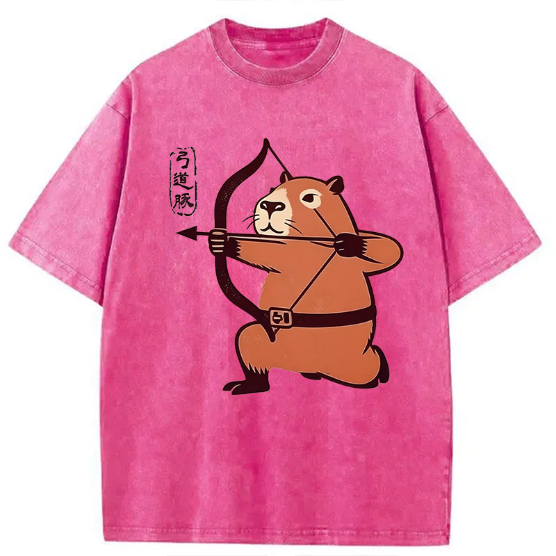 Tokyocanvas The Capybara Archer Washed T-Shirt