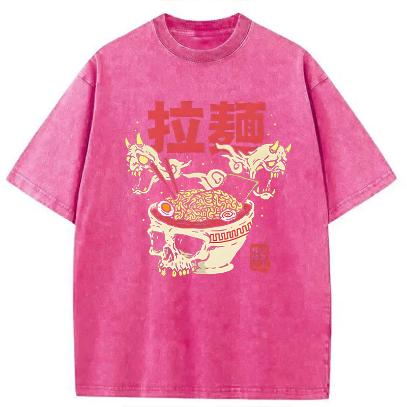 Tokyocanvas Japanese Ramen Skeleton Bowl Washed T-Shirt