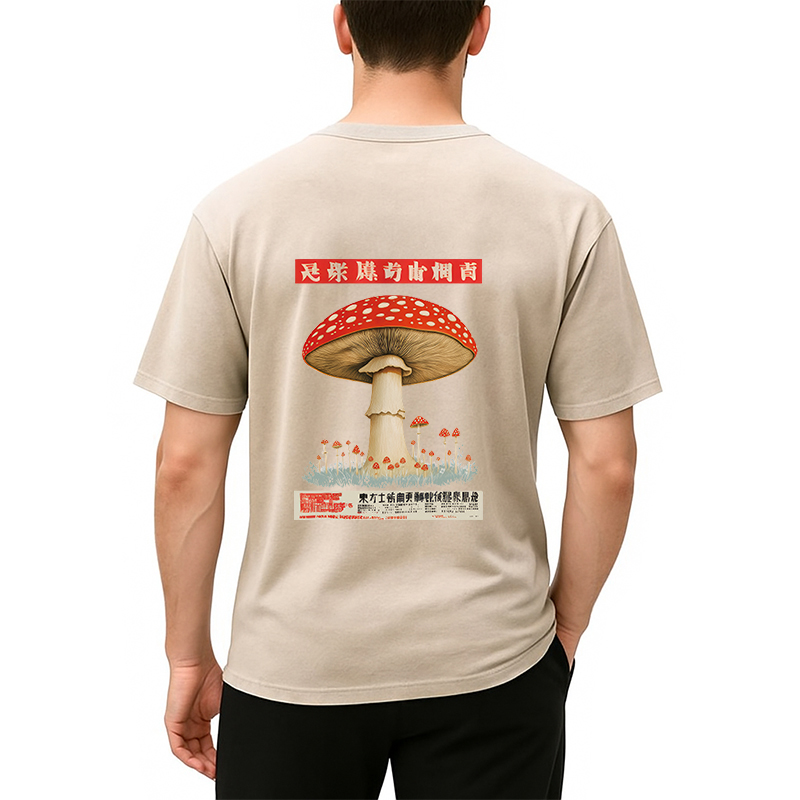 Tokyocanvas Psychedelic Mushroom Japanese Back Washed T-Shirt