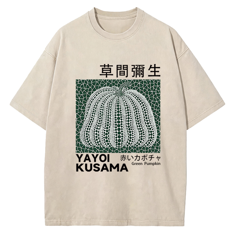 Tokyocanvas Art Green Pumpkin Vintage Washed T-Shirt