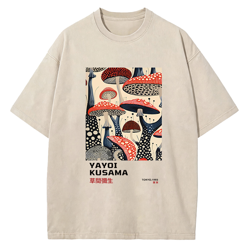 Tokyocanvas Art Dancing Mushroom Vintage Washed T-Shirt