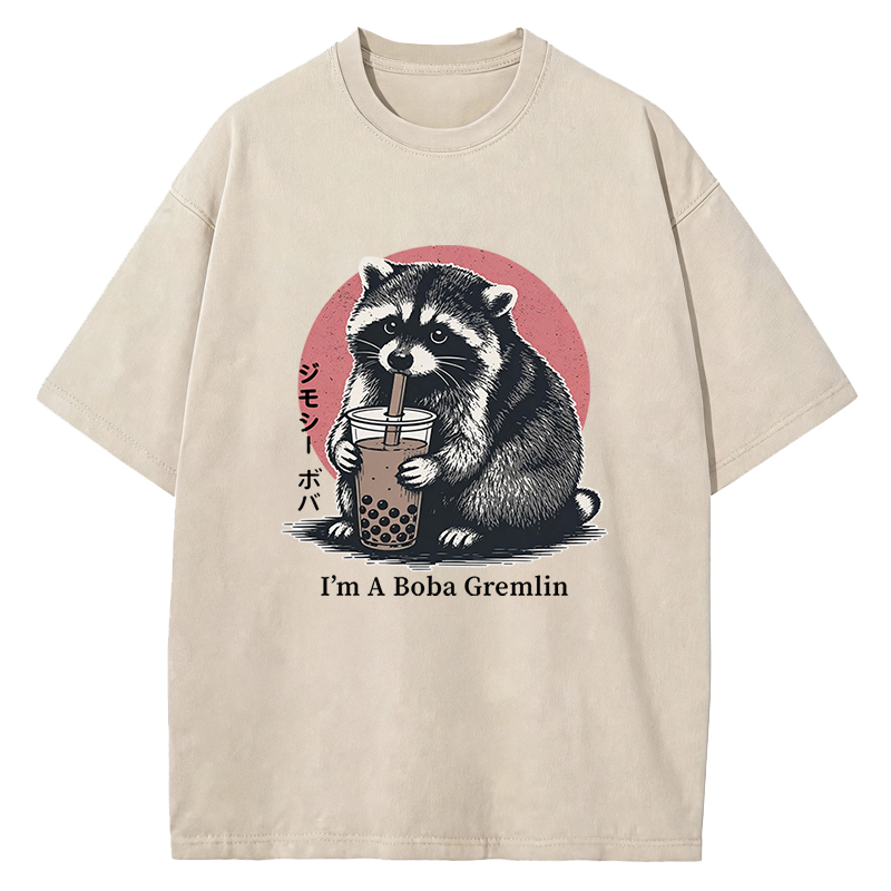 Tokyocanvas Jimothy Raccoon Boba Washed T-Shirt