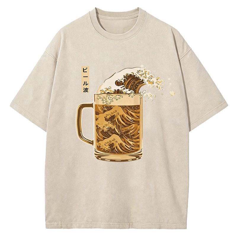 Tokyocanvas Japanese Wave Beer Washed T-Shirt