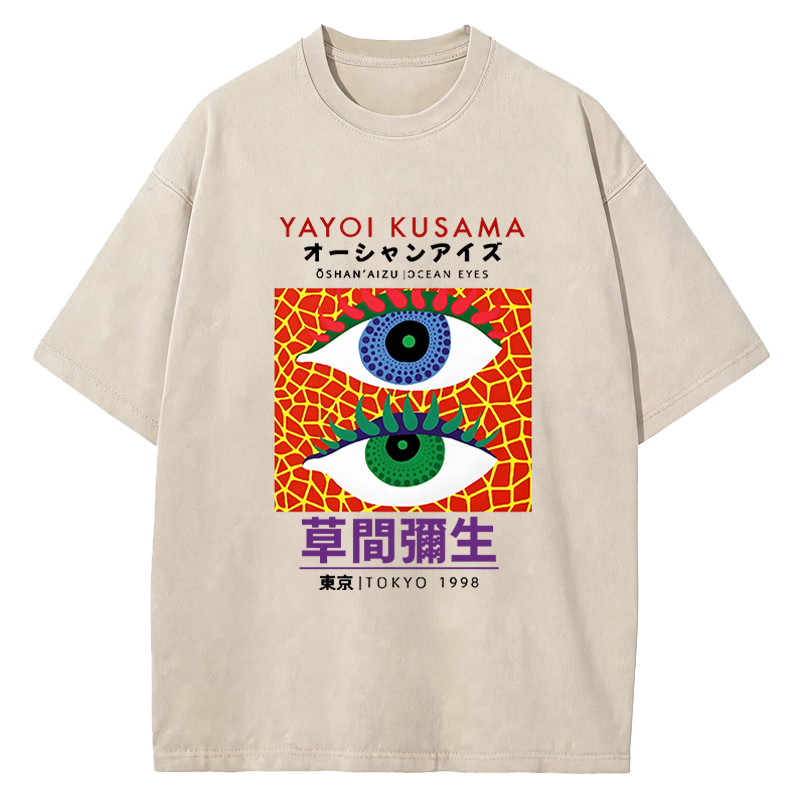 Tokyocanvas Japanese Art Eyes Washed T-Shirt