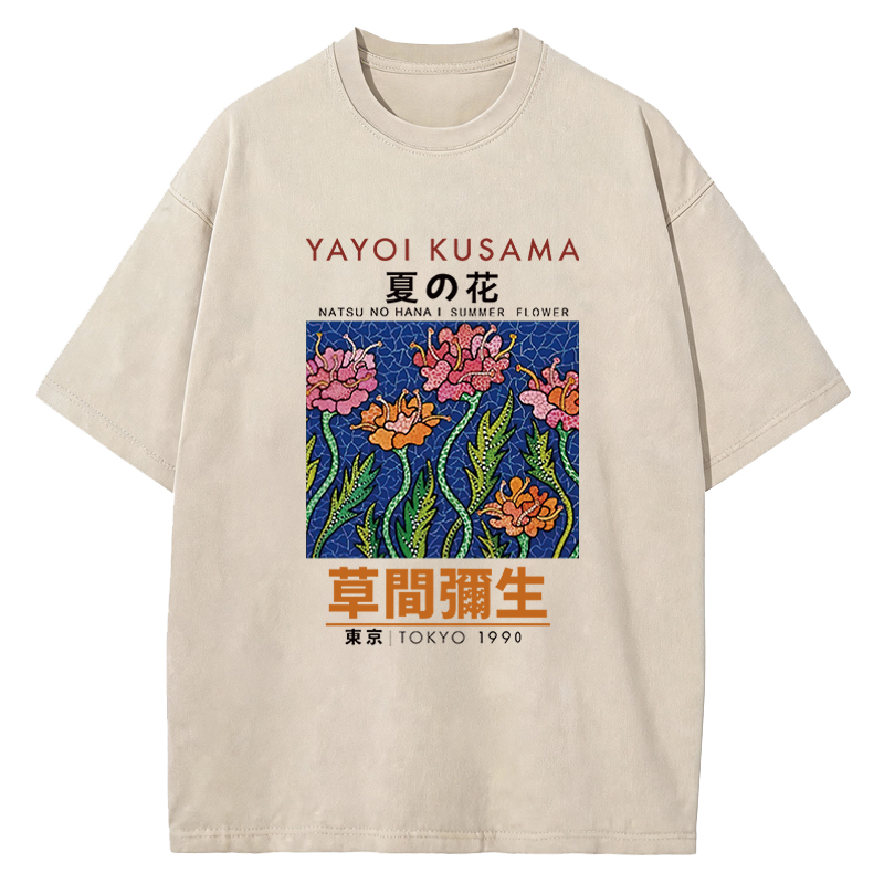 Tokyocanvas Summer Flowers Vintage Washed T-Shirt