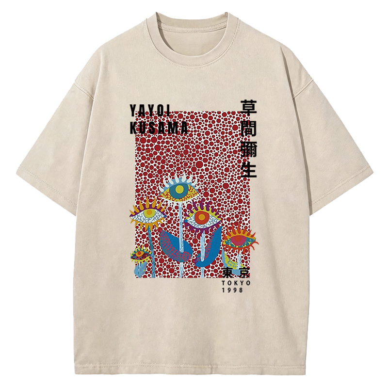 Tokyocanvas Dotted Eyes Washed T-Shirt