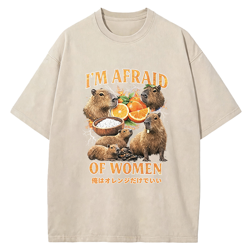 Tokyocanvas Capybara Oranges Graphic Washed T-Shirt