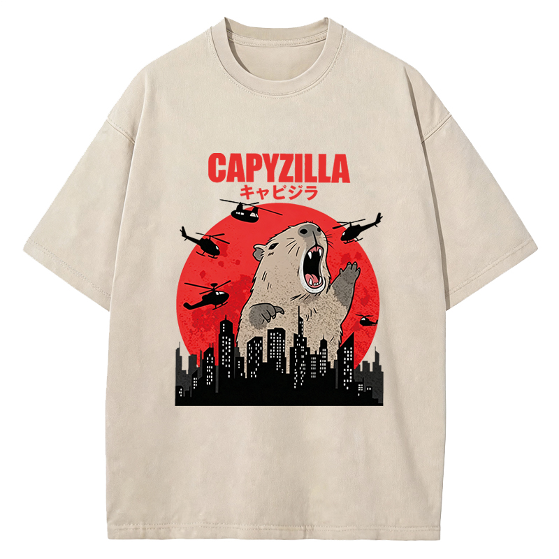 Tokyocanvas Capyzilla Capybara Washed T-Shirt