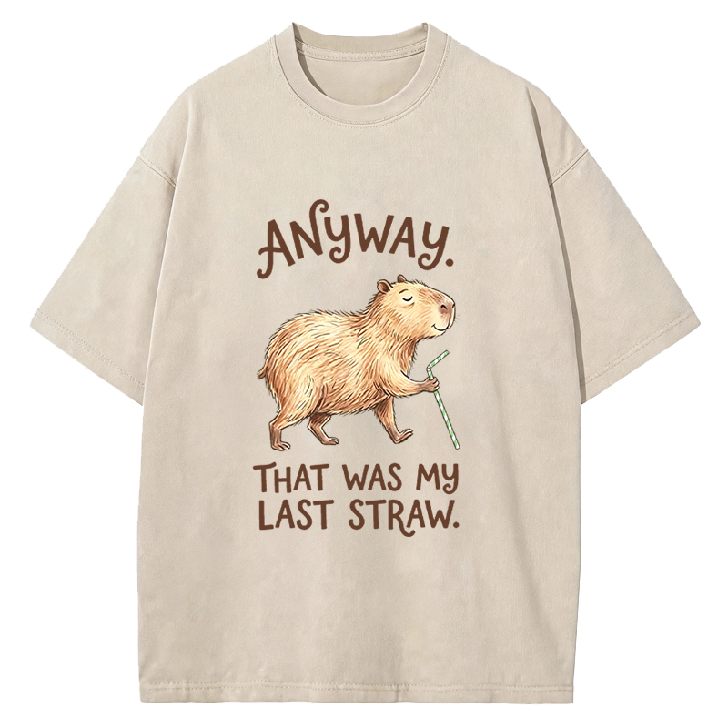 Tokyocanvas Funny Capybara Anyway that was My Last Straw Washed T-Shirt