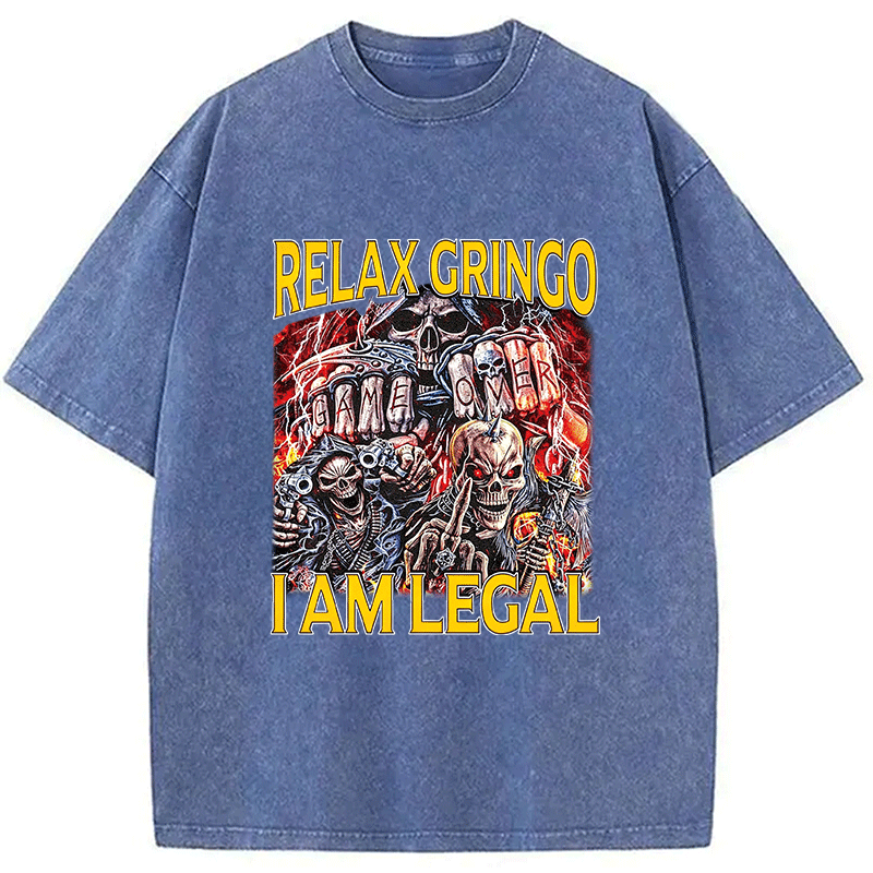 Tokyocanvas Relax Gringo Skeleton Meme Washed T-Shirt