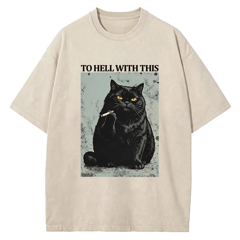 Tokyocanvas Fuck This Shit Black Cat Washed T-Shirt