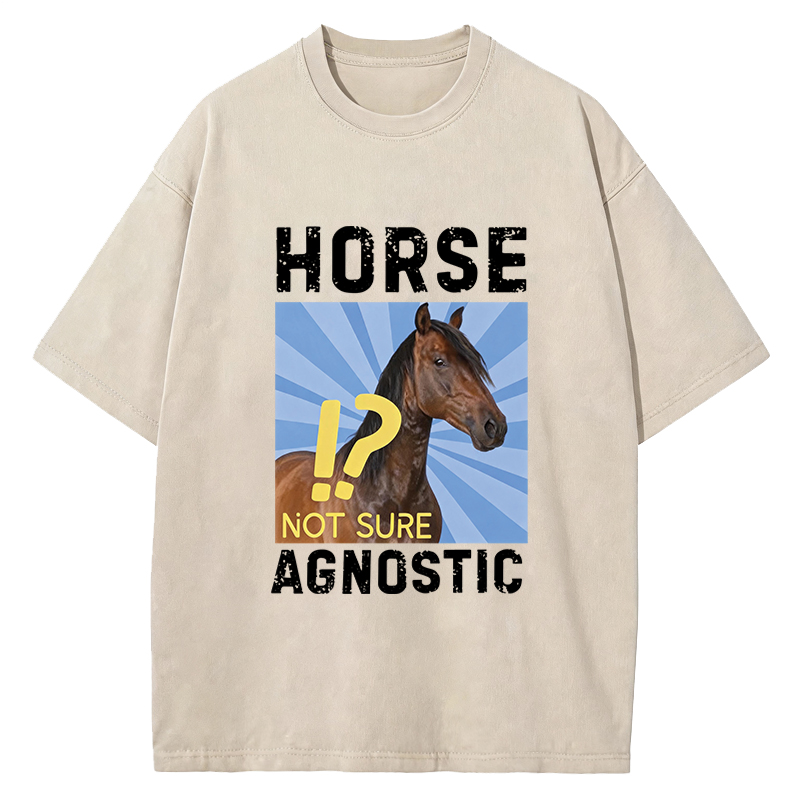 Tokyocanvas Horse Agnostic, Not Sure Essential Washed T-Shirt