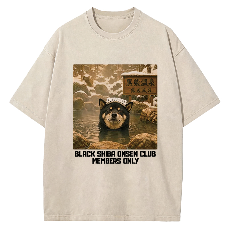 Tokyocanvas Black Shiba Inu Onsen Washed T-Shirt