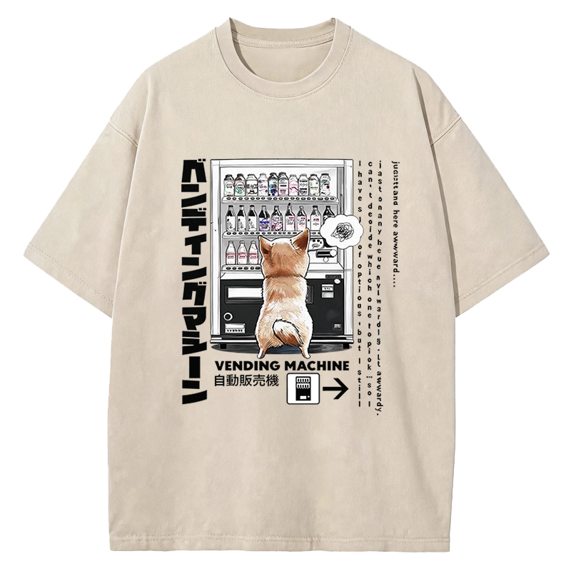 Tokyocanvas Shiba Inu Vending Machine Meme Graphic Washed T-Shirt
