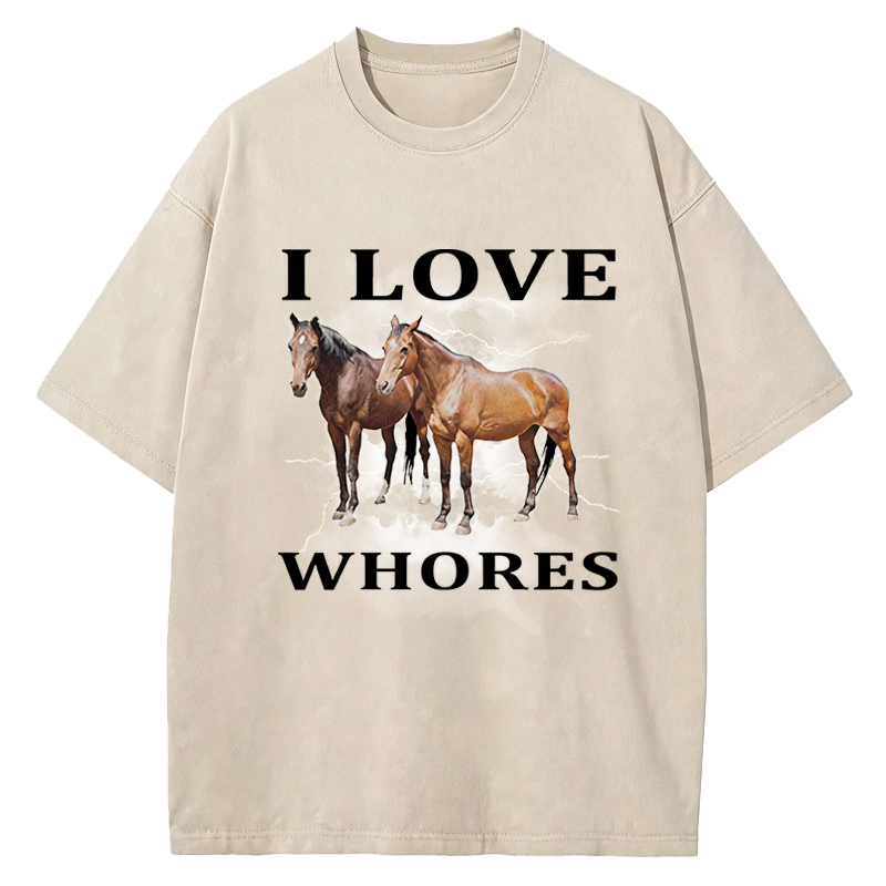 Tokyocanvas Cringe Horse Meme Washed T-Shirt