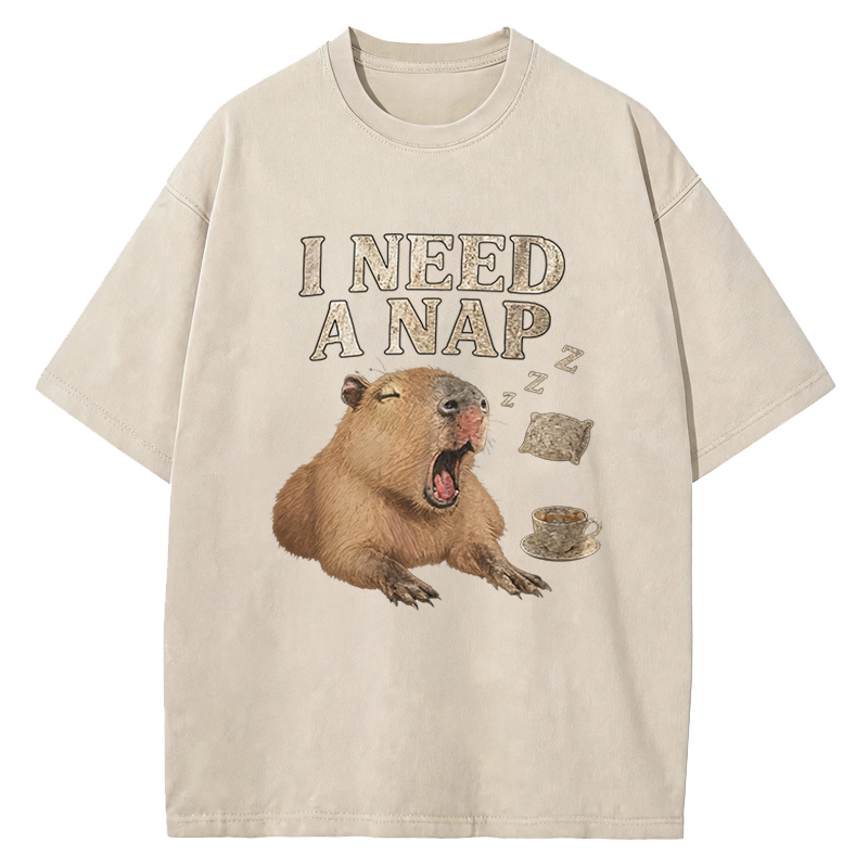 Tokyocanvas Nap Capybara Washed T-Shirt