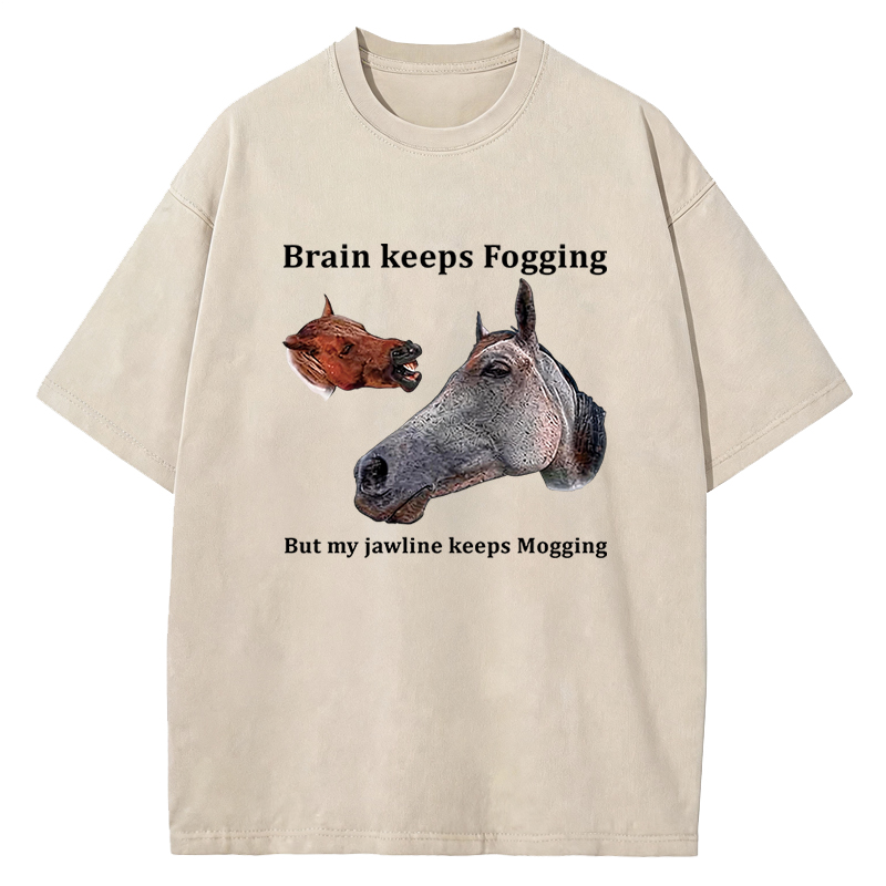 Tokyocanvas Horse Jawline Mogging Washed T-Shirt