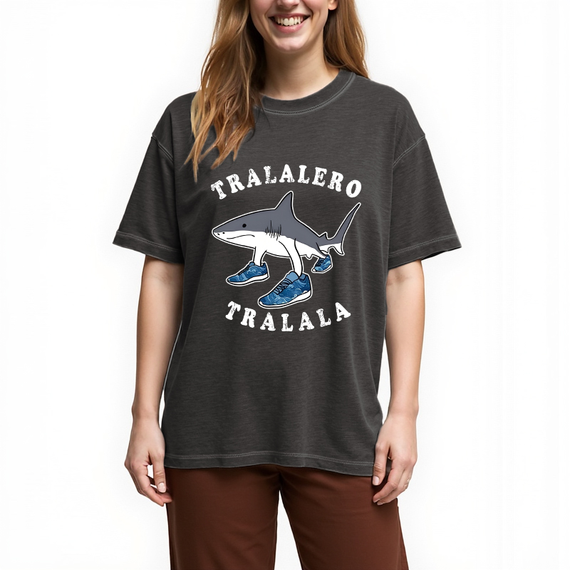 Tokyocanvas Tralalero Tralala Funny Gradient Washed T-Shirt