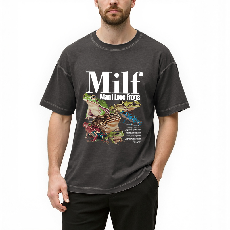 Tokyocanvas Man I Love Frogs Meme Gradient Washed T-Shirt