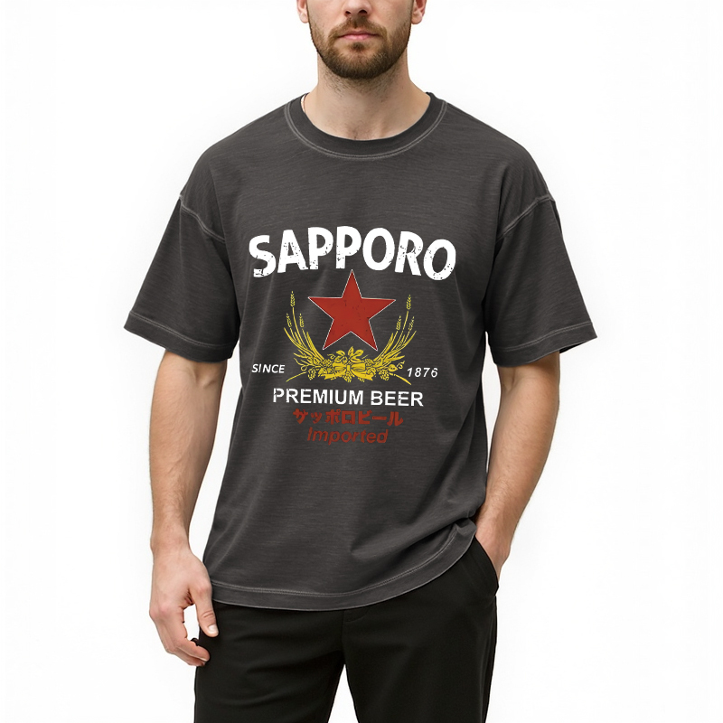 Tokyocanvas Sapporo Beer Essential Gradient Washed T-Shirt